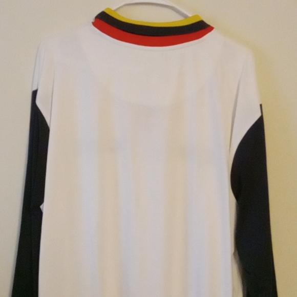 Long sleeve Polo by Karl Kani..size large. White with red, yellow and navy blue. - Picture 4 of 8